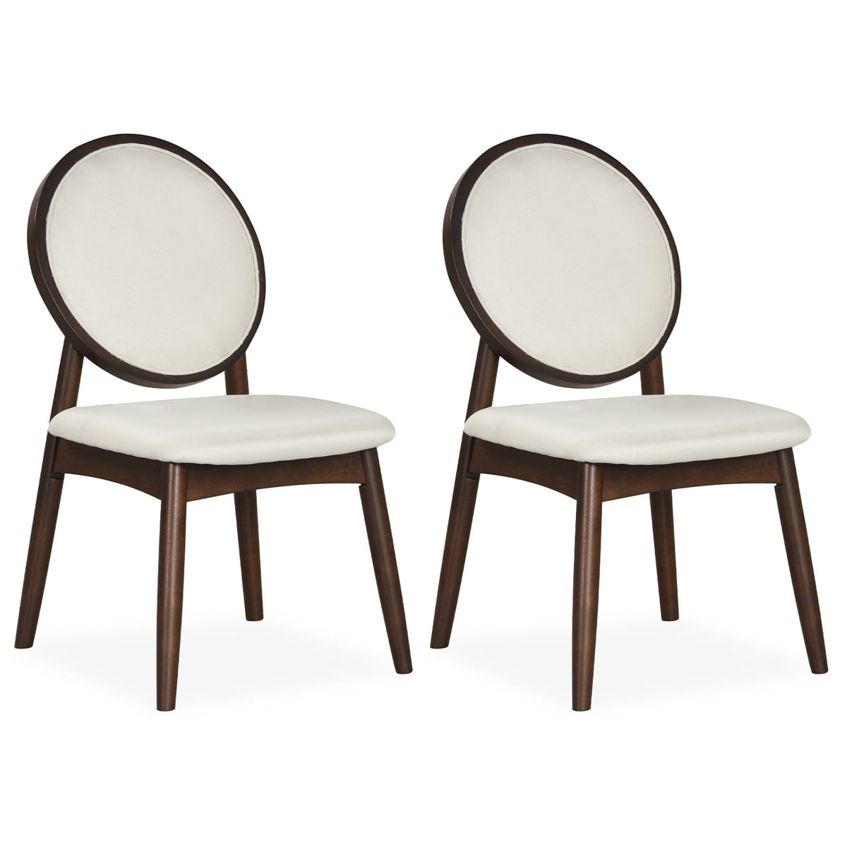 Set of 2 Upholstered Linen Fabric Kitchen Side Chairs with Padded Seat-Beige-Dining Chairs-DECOROLALA