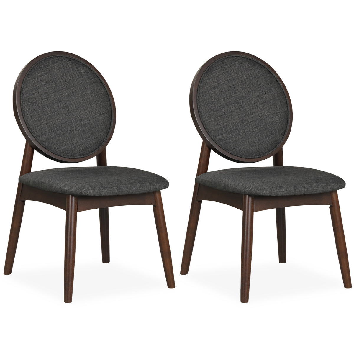Set of 2 Upholstered Linen Fabric Kitchen Side Chairs with Padded Seat-Black-Dining Chairs-DECOROLALA