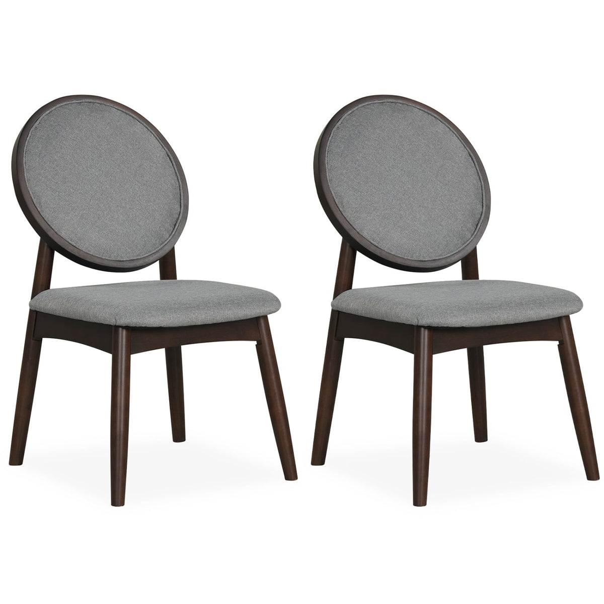Set of 2 Upholstered Linen Fabric Kitchen Side Chairs with Padded Seat-Gray-Dining Chairs-DECOROLALA
