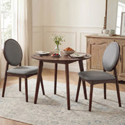 Set of 2 Upholstered Linen Fabric Kitchen Side Chairs with Padded Seat-Gray-Dining Chairs-DECOROLALA