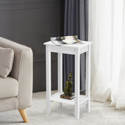 Set of 2 Versatile 2-Tier End Table with Storage Shelf-White-End & Side Tables-DECOROLALA