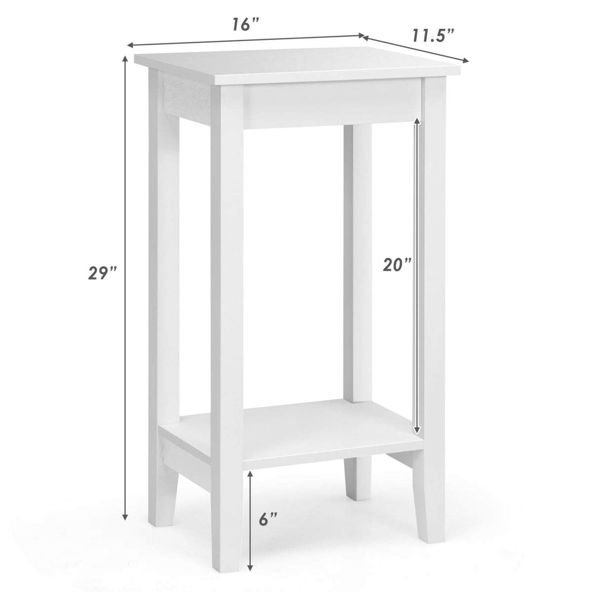 Set of 2 Versatile 2-Tier End Table with Storage Shelf-White-End & Side Tables-DECOROLALA