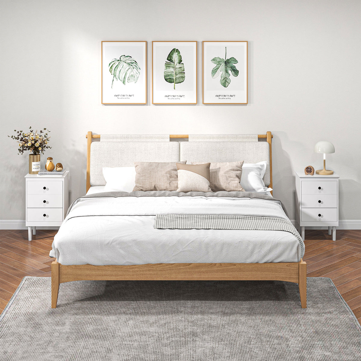 Set of 2 White 3-Drawer Bedside Tables - Modern Nightstands-Home Furnishings > Bedroom Furniture > Bedside Tables-DECOROLALA