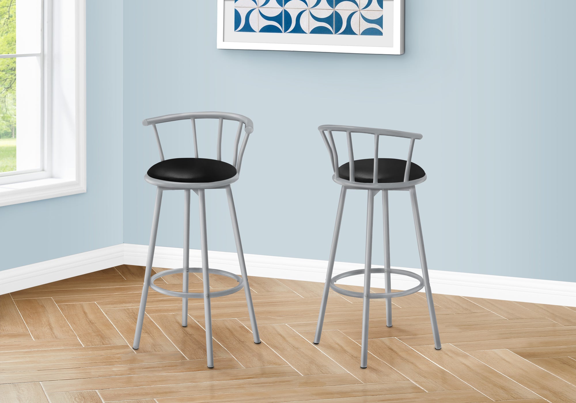 Set of 2 White Metal Swivel Barstools, 37"H-Bar Stool-DECOROLALA