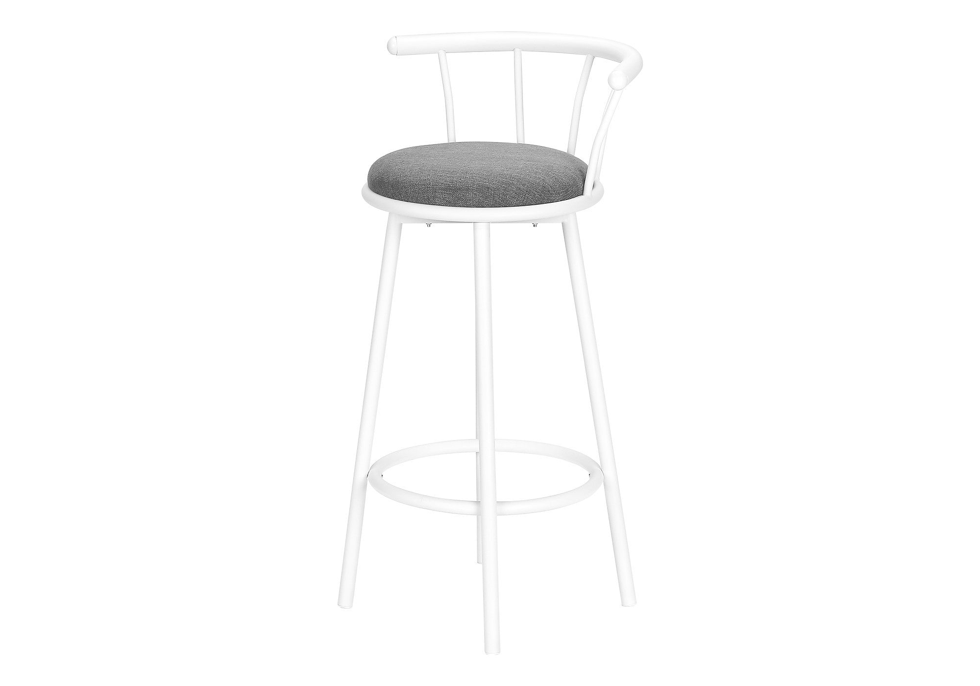 Set of 2 White Metal Swivel Barstools, 37"H-Bar Stool-DECOROLALA