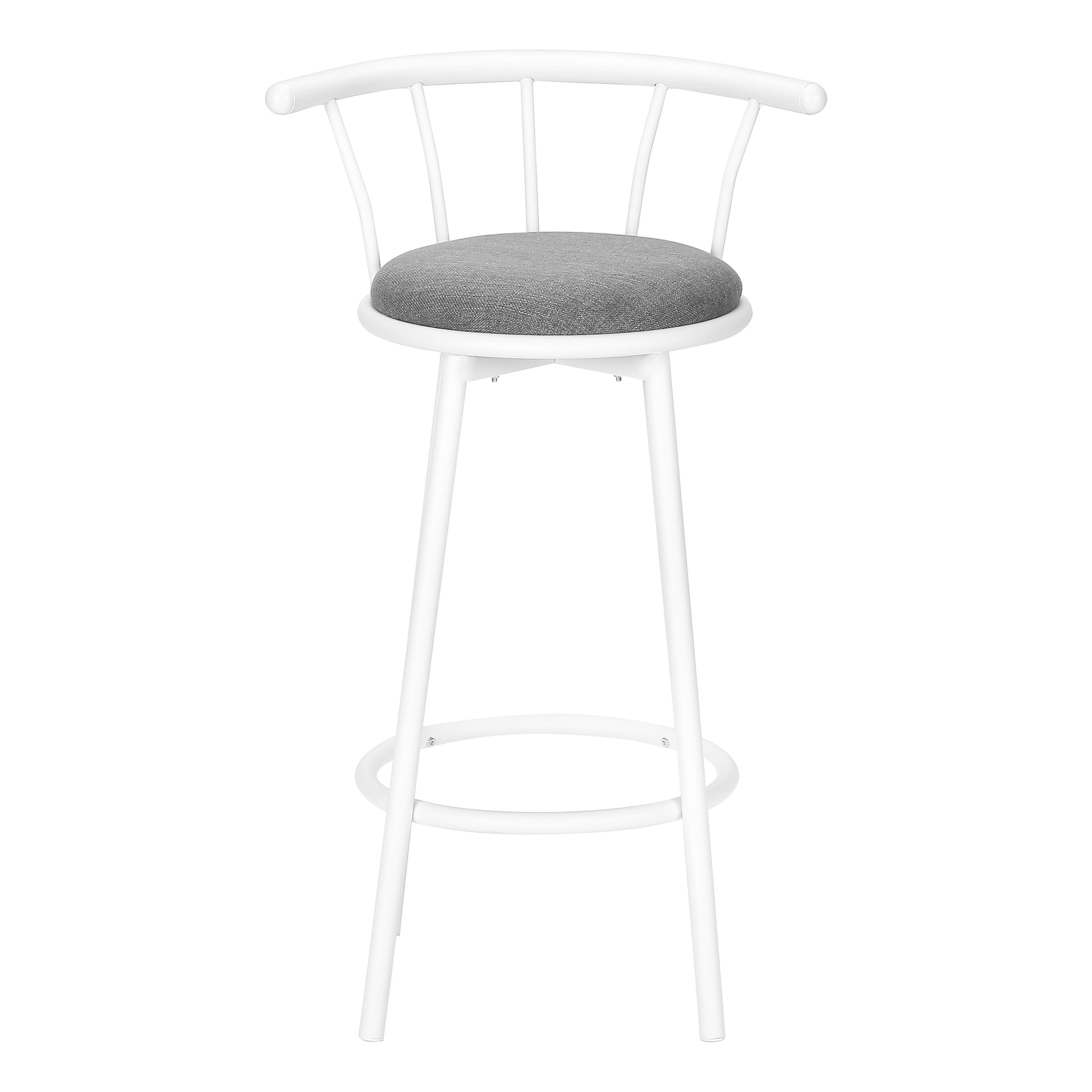 Set of 2 White Metal Swivel Barstools, 37"H-Bar Stool-DECOROLALA