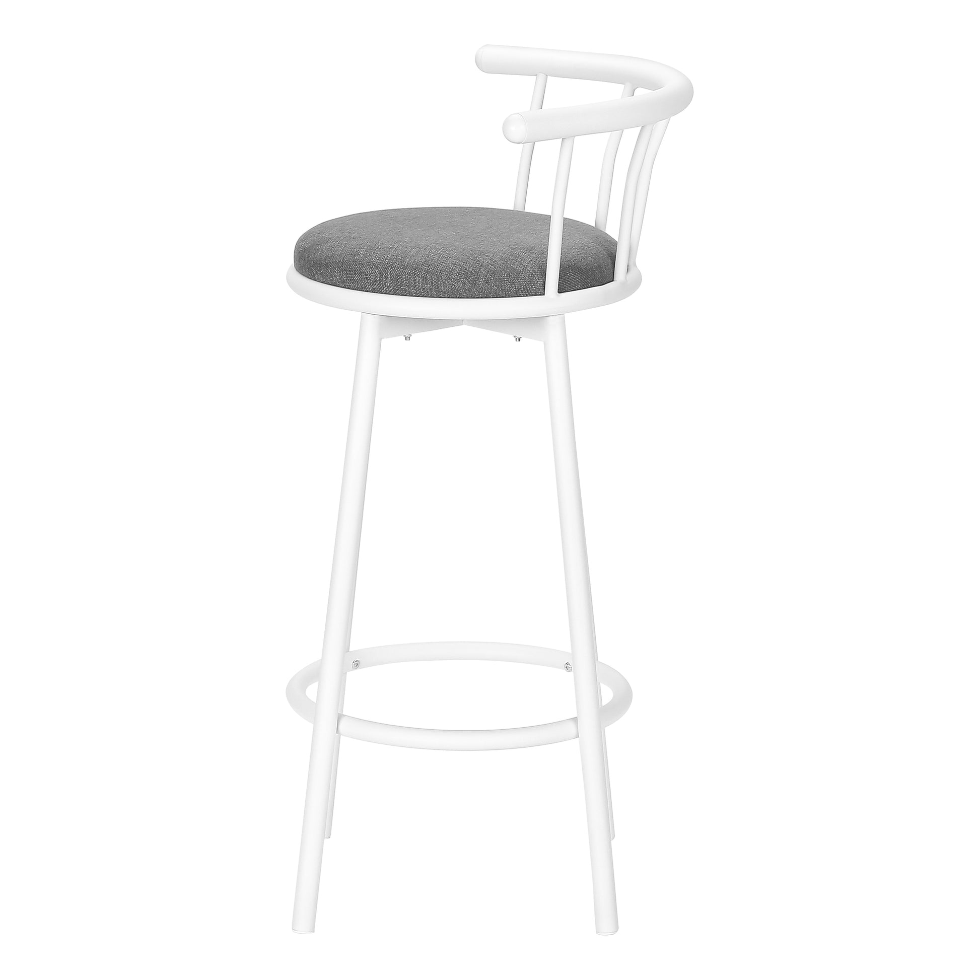 Set of 2 White Metal Swivel Barstools, 37"H-Bar Stool-DECOROLALA