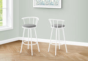 Set of 2 White Metal Swivel Barstools, 37"H-Bar Stool-DECOROLALA