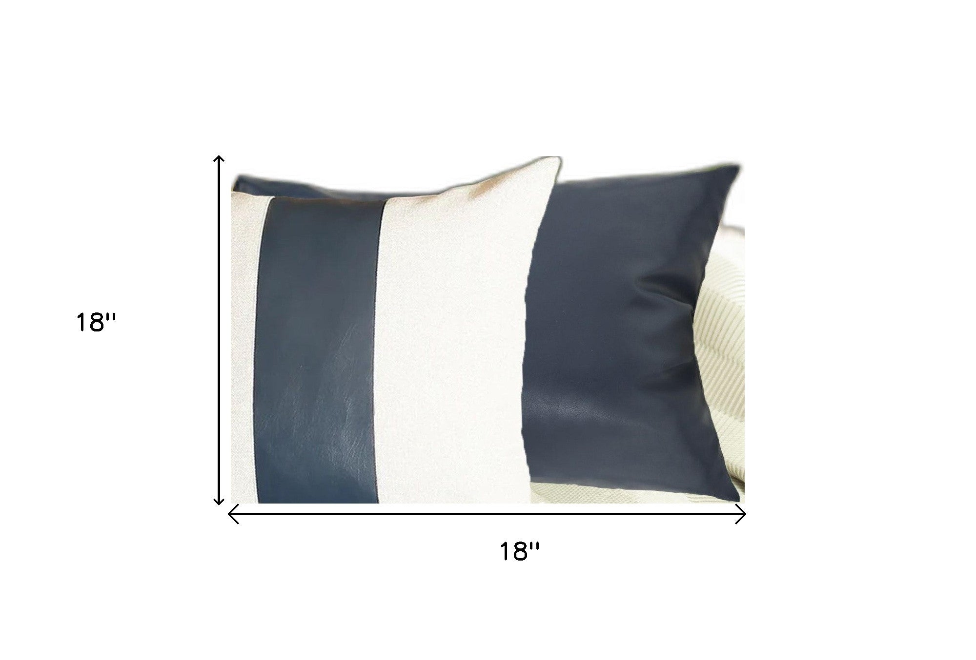 Set of 2 White and Navy Faux Leather Throw Pillows-Accent Throw Pillows-DECOROLALA