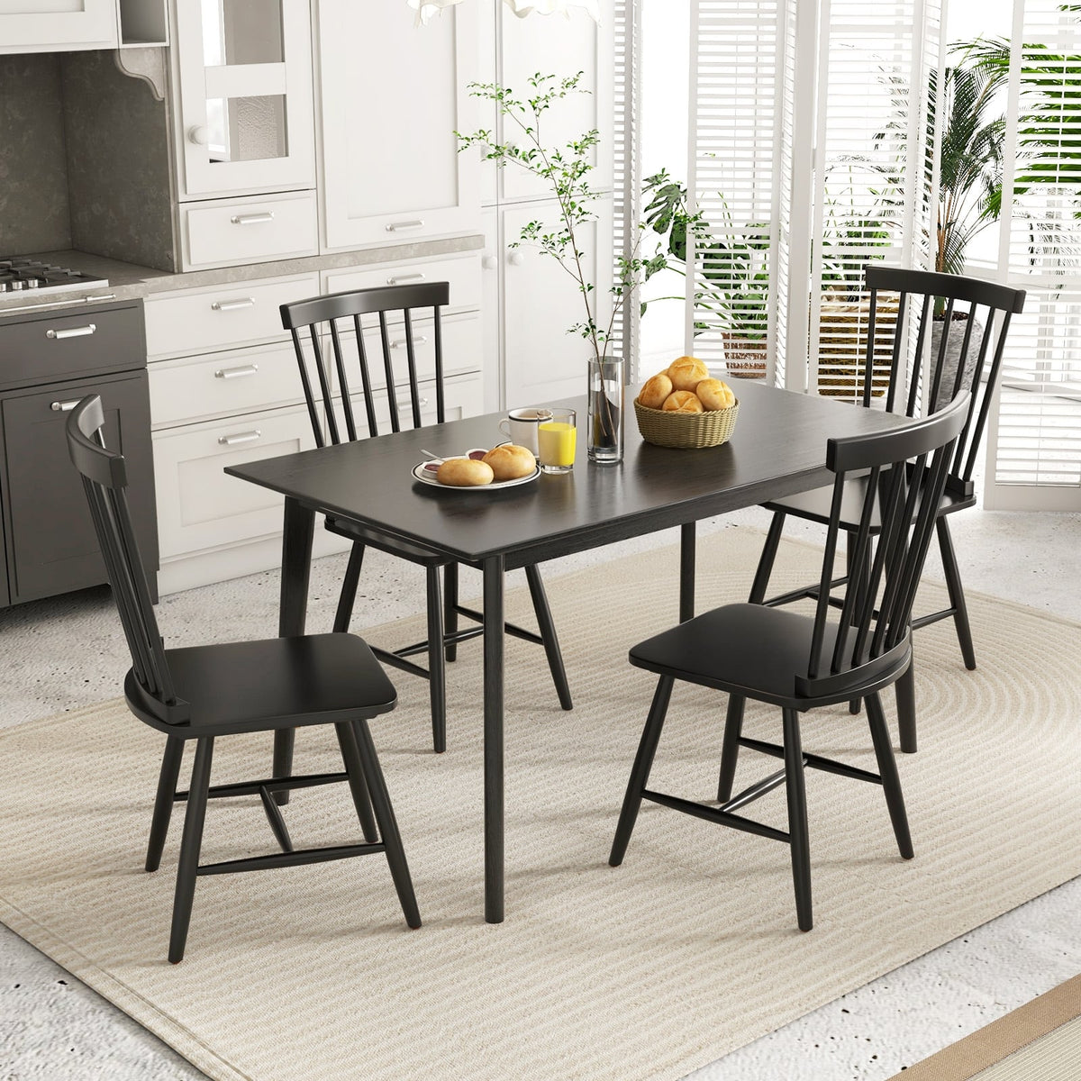 Set of 2 Windsor Dining Chairs with High Spindle Back-Black-Dining Chairs-DECOROLALA