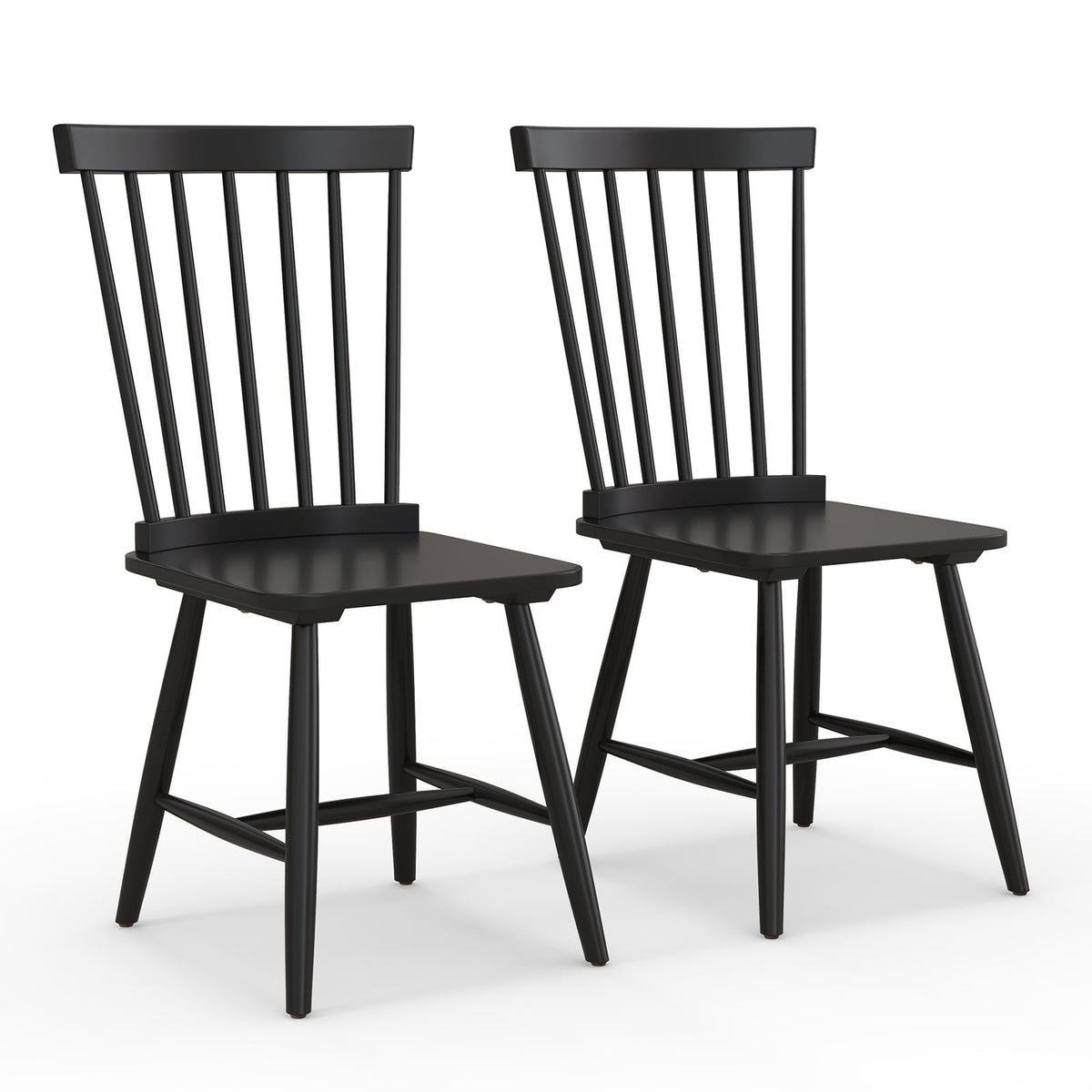 Set of 2 Windsor Dining Chairs with High Spindle Back-Black-Dining Chairs-DECOROLALA