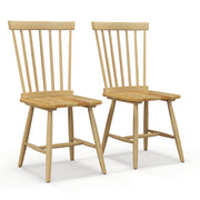 Set of 2 Windsor Dining Chairs with High Spindle Back-Natural-Dining Chairs-DECOROLALA