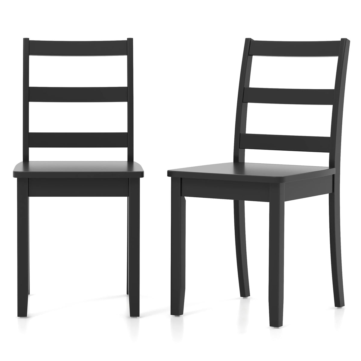 Set of 2 Wood Dining Chairs with Solid Rubber Wood Legs-Black-Dining Chairs-DECOROLALA