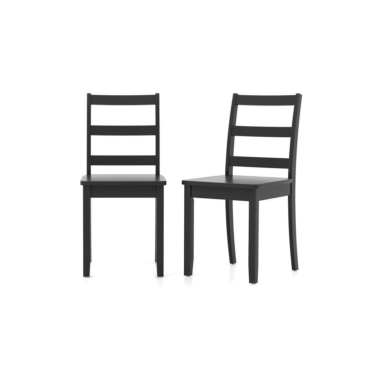 Set of 2 Wood Dining Chairs with Solid Rubber Wood Legs-Black-Dining Chairs-DECOROLALA
