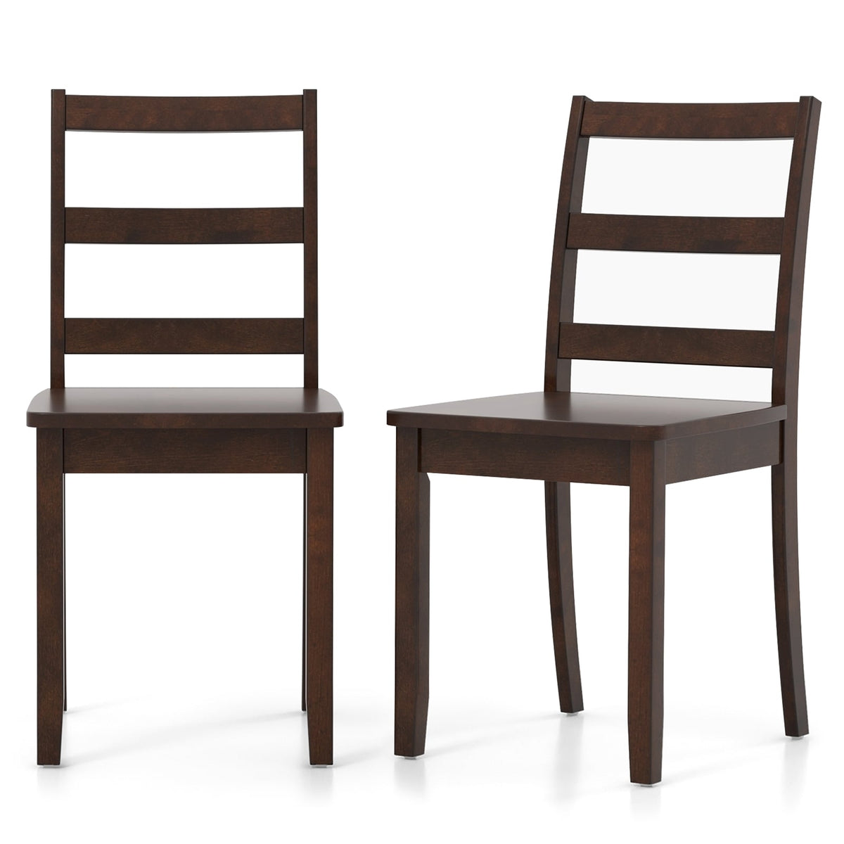 Set of 2 Wood Dining Chairs with Solid Rubber Wood Legs-Brown-Dining Chairs-DECOROLALA
