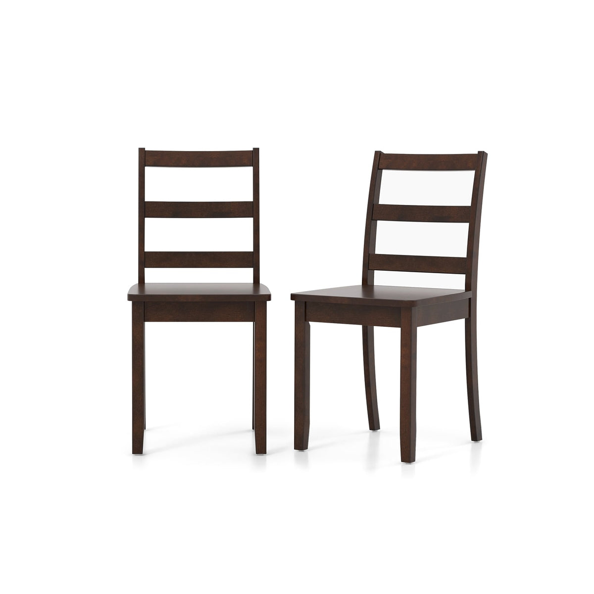 Set of 2 Wood Dining Chairs with Solid Rubber Wood Legs-Brown-Dining Chairs-DECOROLALA