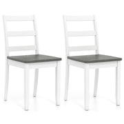 Set of 2 Wood Dining Chairs with Solid Rubber Wood Legs-Gray-Dining Chairs-DECOROLALA