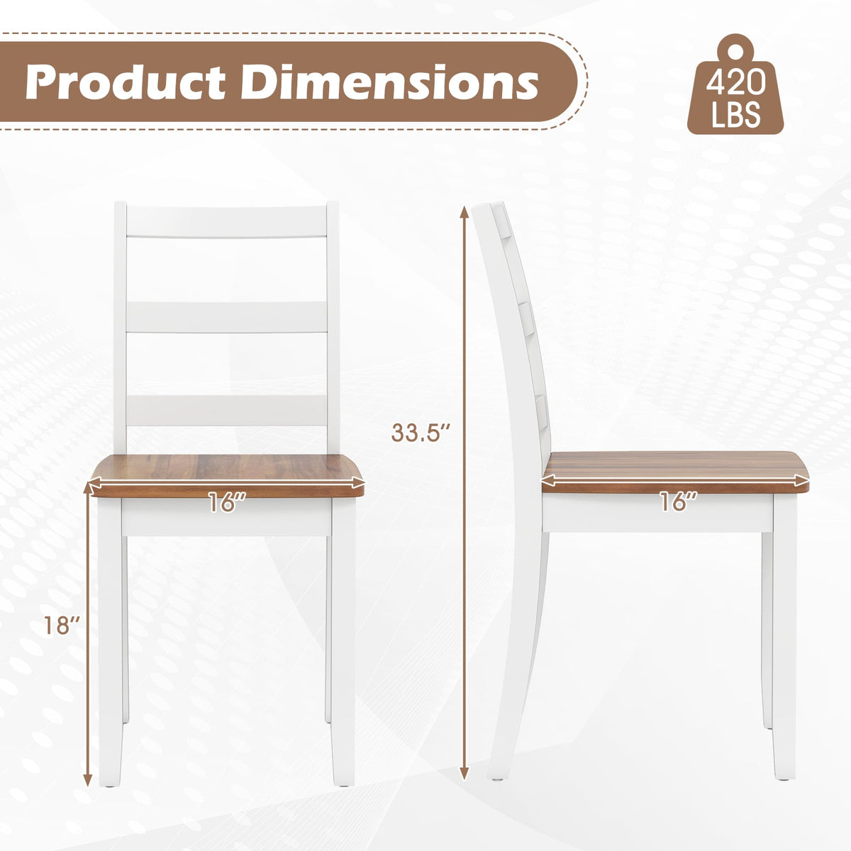 Set of 2 Wood Dining Chairs with Solid Rubber Wood Legs-Rustic Brown-Dining Chairs-DECOROLALA