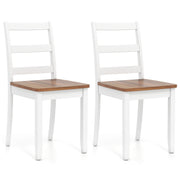Set of 2 Wood Dining Chairs with Solid Rubber Wood Legs-Rustic Brown-Dining Chairs-DECOROLALA