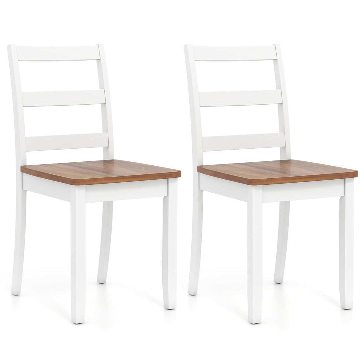 Set of 2 Wood Dining Chairs with Solid Rubber Wood Legs-Rustic Brown-Dining Chairs-DECOROLALA