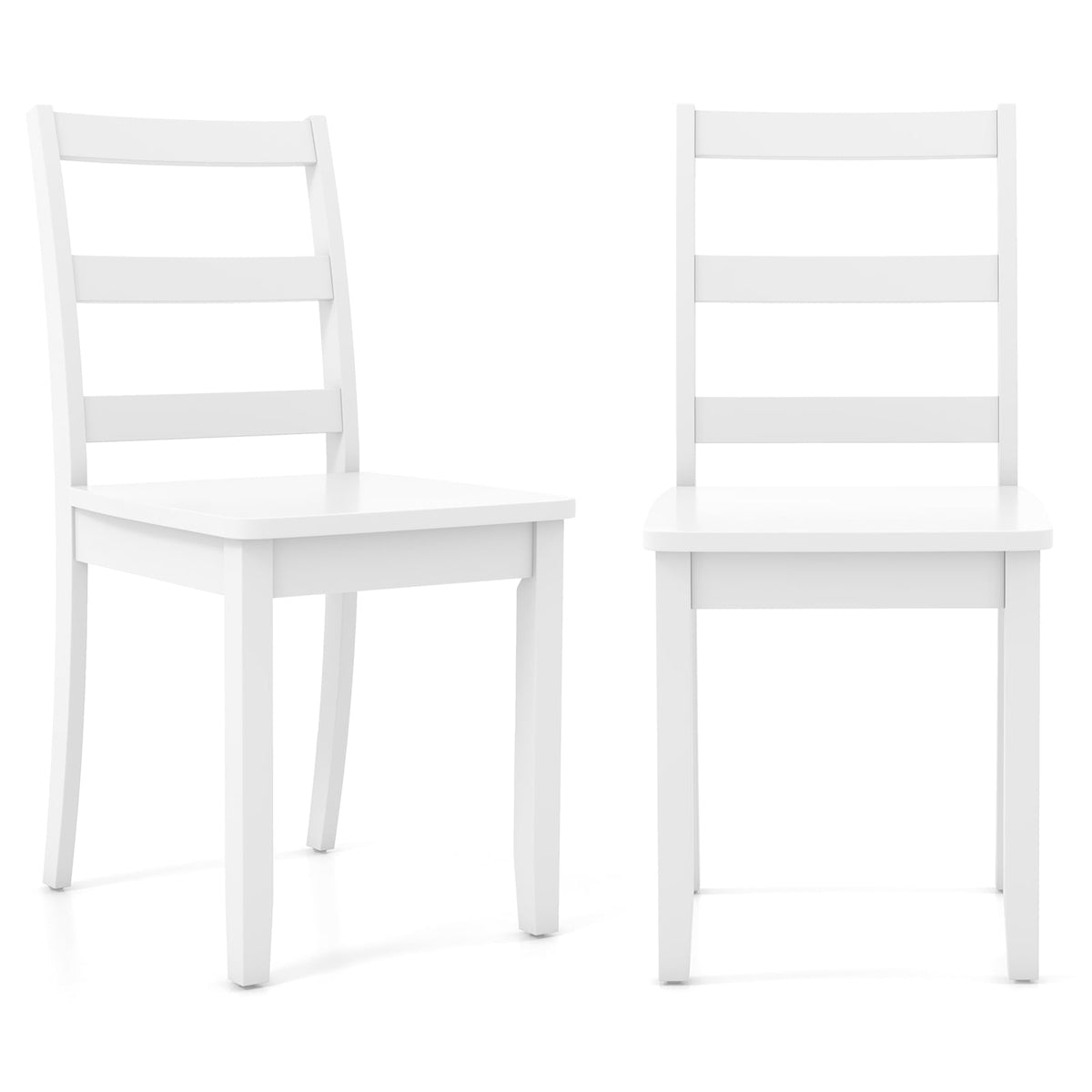 Set of 2 Wood Dining Chairs with Solid Rubber Wood Legs-White-Dining Chairs-DECOROLALA