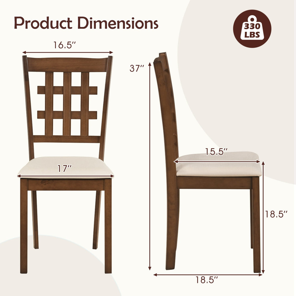 Set of 2 Wood Kitchen Chairs with Faux Leather Upholstered Seat-Coffee-Dining Chairs-DECOROLALA