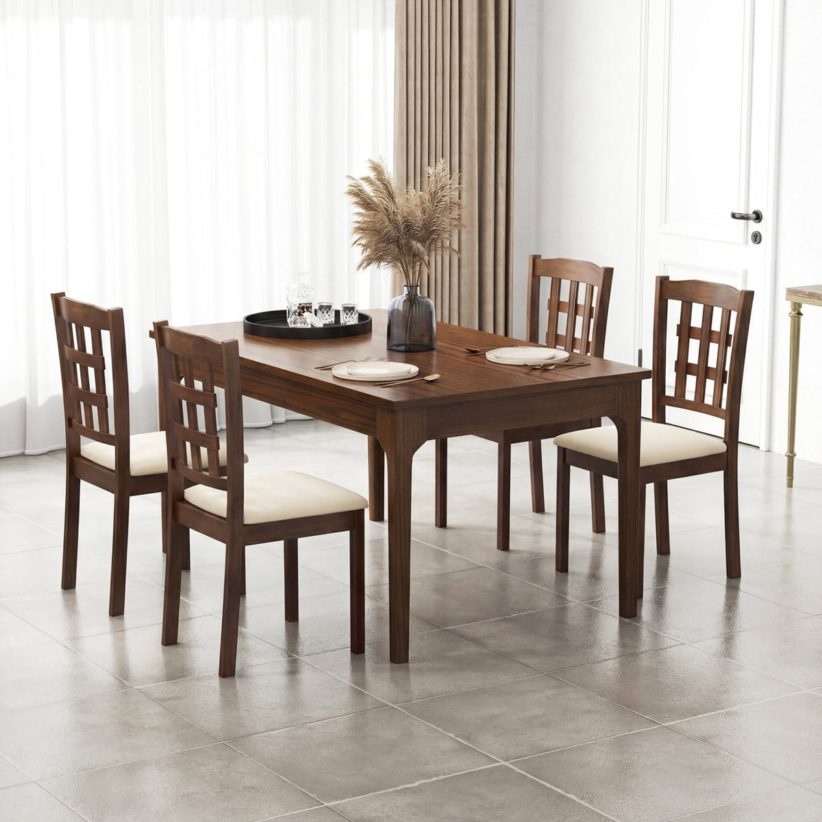 Set of 2 Wood Kitchen Chairs with Faux Leather Upholstered Seat-Coffee-Dining Chairs-DECOROLALA