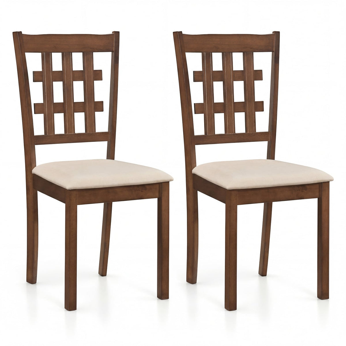 Set of 2 Wood Kitchen Chairs with Faux Leather Upholstered Seat-Coffee-Dining Chairs-DECOROLALA