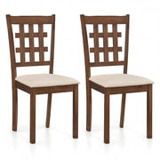 Set of 2 Wood Kitchen Chairs with Faux Leather Upholstered Seat-Coffee-Dining Chairs-DECOROLALA