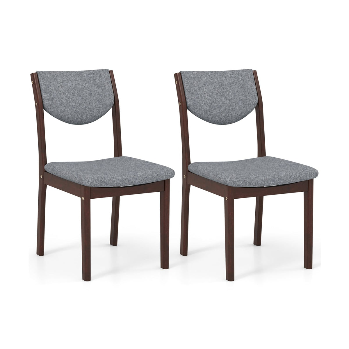 Set of 2 Wood Kitchen Chairs with Faux Leather Upholstered Seat-Gray-Dining Chairs-DECOROLALA