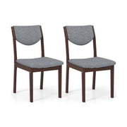 Set of 2 Wood Kitchen Chairs with Faux Leather Upholstered Seat-Gray-Dining Chairs-DECOROLALA