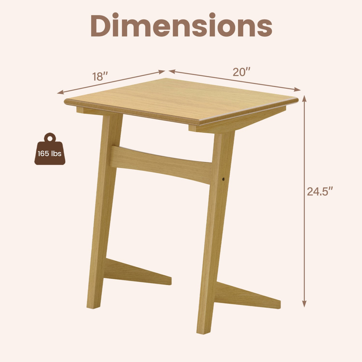 Set of 2 Wood Sofa Side Table C-shaped End Table with Wood Veneered Top-End & Side Tables-DECOROLALA