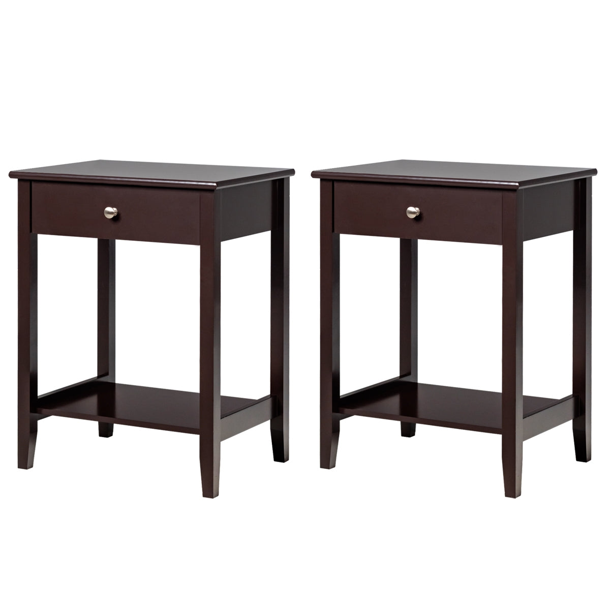 Set of 2 Wooden Bedside Sofa Table-Brown-End & Side Tables-DECOROLALA