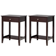 Set of 2 Wooden Bedside Sofa Table-Brown-End & Side Tables-DECOROLALA