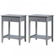 Set of 2 Wooden Bedside Sofa Table-Gray-End & Side Tables-DECOROLALA