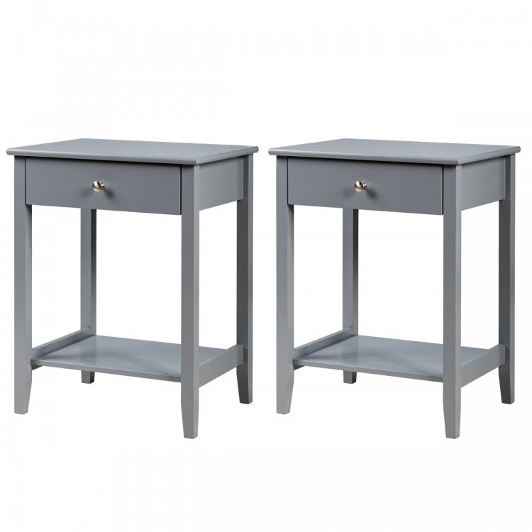 Set of 2 Wooden Bedside Sofa Table-Gray-End & Side Tables-DECOROLALA