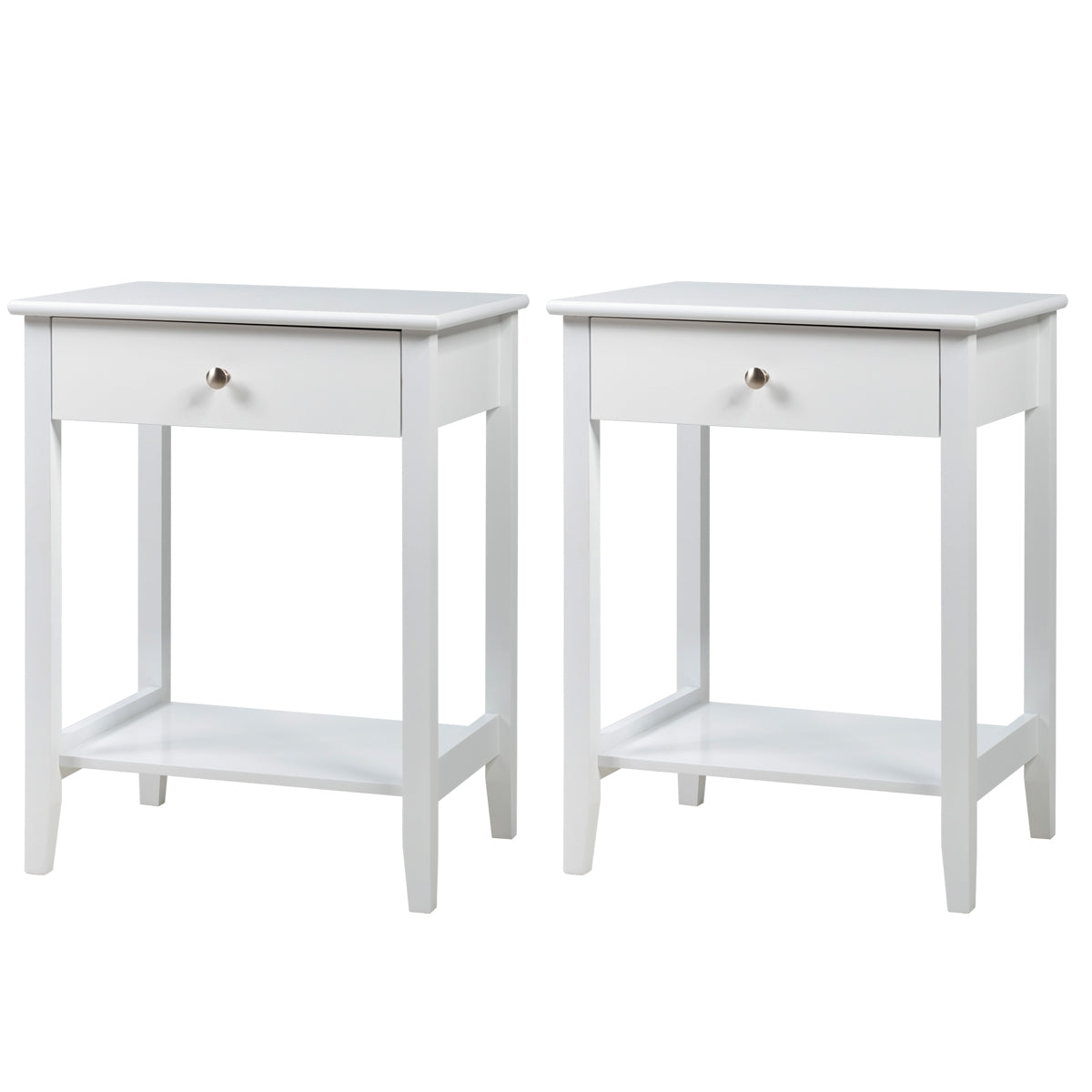 Set of 2 Wooden Bedside Table-White-End & Side Tables-DECOROLALA