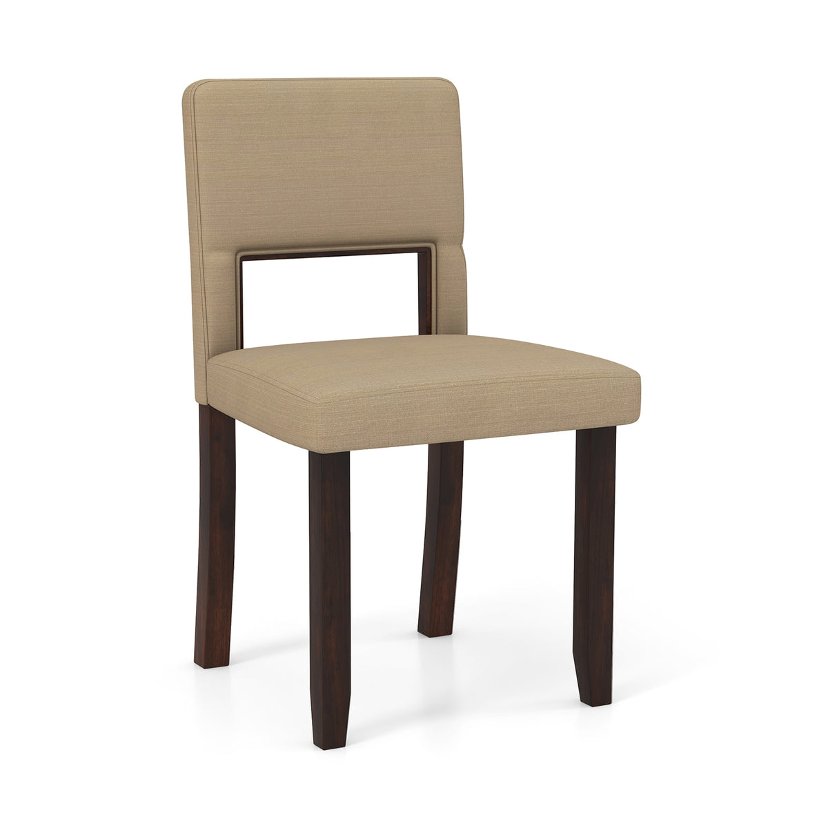 Set of 2 Wooden Dining Chair with Acacia Wood Frame Padded Seat and Back-Beige-Dining Chairs-DECOROLALA