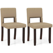Set of 2 Wooden Dining Chair with Acacia Wood Frame Padded Seat and Back-Beige-Dining Chairs-DECOROLALA