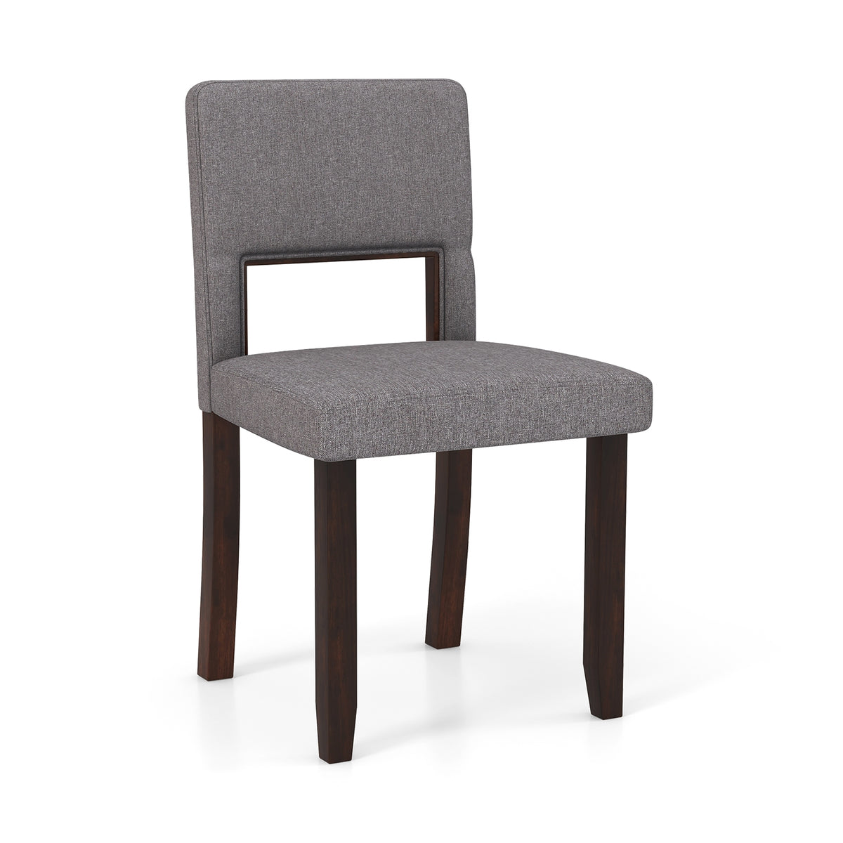 Set of 2 Wooden Dining Chair with Acacia Wood Frame Padded Seat and Back-Gray-Dining Chairs-DECOROLALA