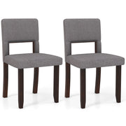 Set of 2 Wooden Dining Chair with Acacia Wood Frame Padded Seat and Back-Gray-Dining Chairs-DECOROLALA