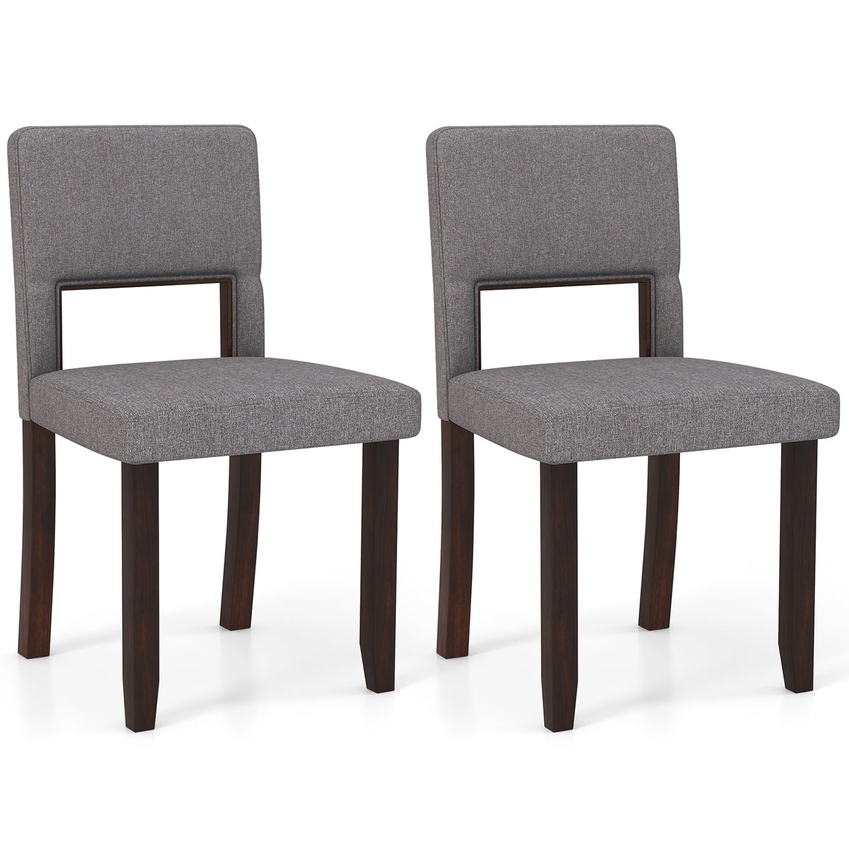 Set of 2 Wooden Dining Chair with Acacia Wood Frame Padded Seat and Back-Gray-Dining Chairs-DECOROLALA