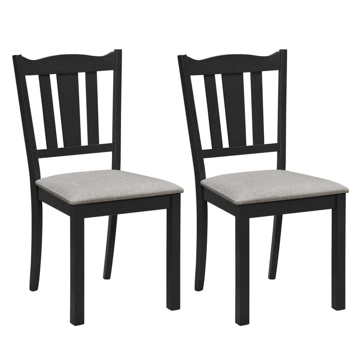 Set of 2 Wooden Dining Chair with Hollow Back and Soft-padded Cushion-Black-Dining Chairs-DECOROLALA
