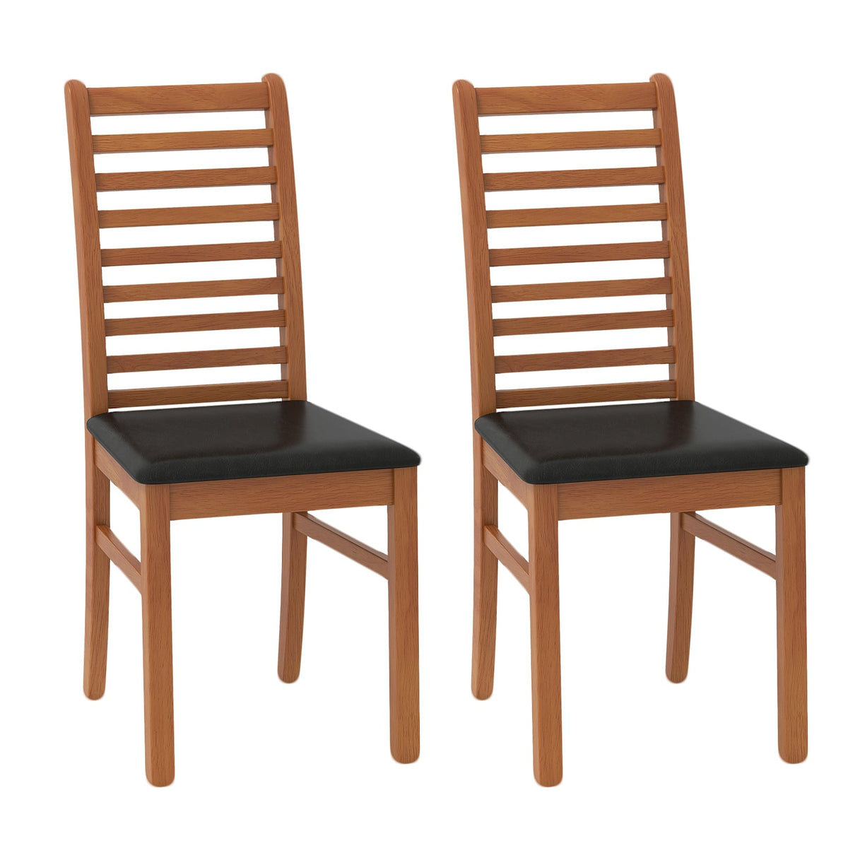 Set of 2 Wooden Dining Chair with Rubber Wood Legs for Living Room-Brown-Dining Chairs-DECOROLALA