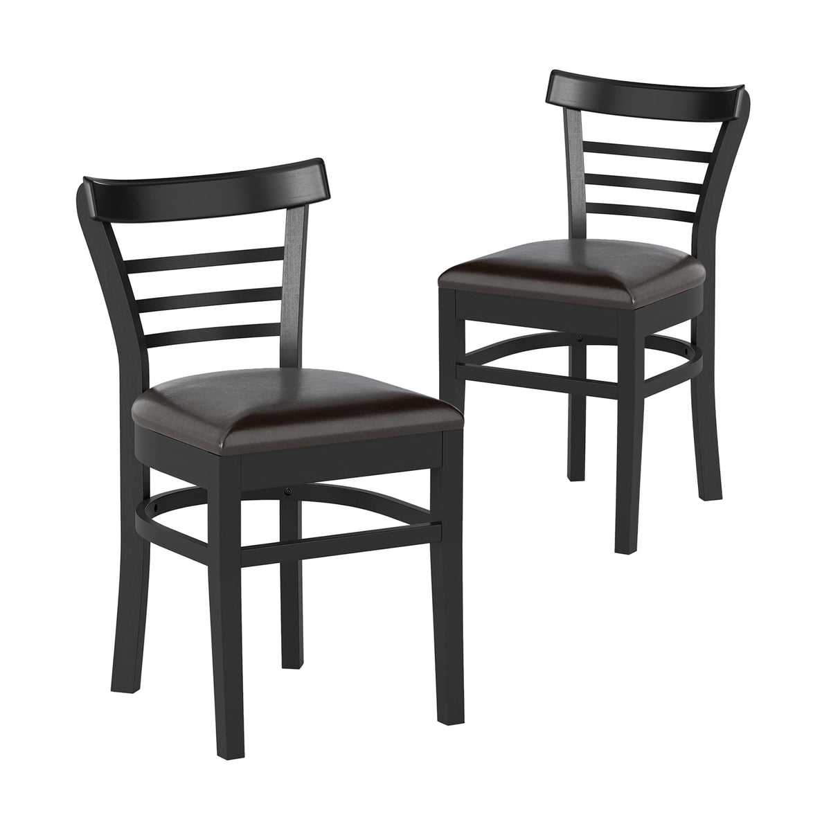 Set of 2 Wooden Dining Chair with Rubber Wood Legs for Restaurant-Black-Dining Chairs-DECOROLALA