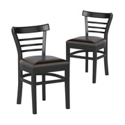 Set of 2 Wooden Dining Chair with Rubber Wood Legs for Restaurant-Black-Dining Chairs-DECOROLALA