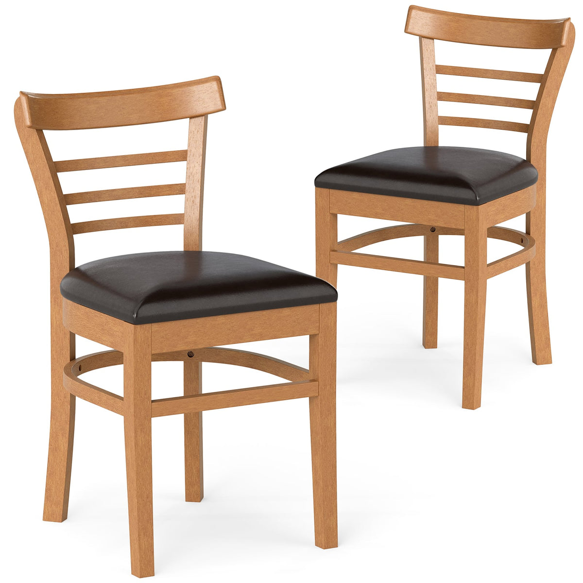 Set of 2 Wooden Dining Chair with Rubber Wood Legs for Restaurant-Brown-Dining Chairs-DECOROLALA