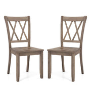 Set of 2 Wooden Dining Chairs Mid Century Farmhouse Retro Kitchen Chairs-Brown-Dining Chairs-DECOROLALA