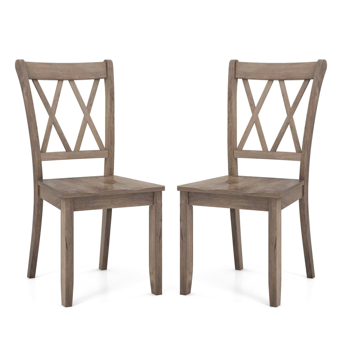 Set of 2 Wooden Dining Chairs Mid Century Farmhouse Retro Kitchen Chairs-Brown-Dining Chairs-DECOROLALA