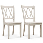 Set of 2 Wooden Dining Chairs Mid Century Farmhouse Retro Kitchen Chairs-White-Dining Chairs-DECOROLALA